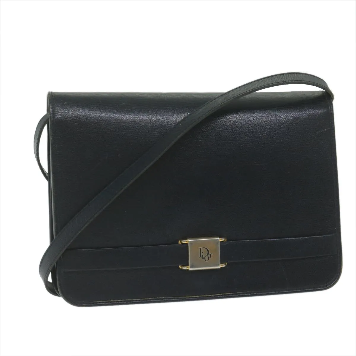 CHRISTIAN DIOR Honeycomb Canvas Shoulder Bag Black Auth bs10602