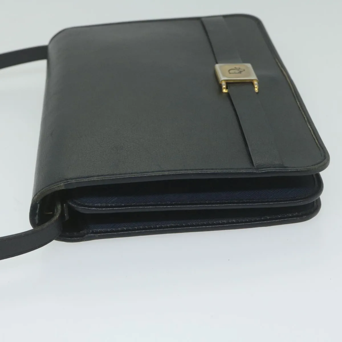 CHRISTIAN DIOR Honeycomb Canvas Shoulder Bag Black Auth bs10602