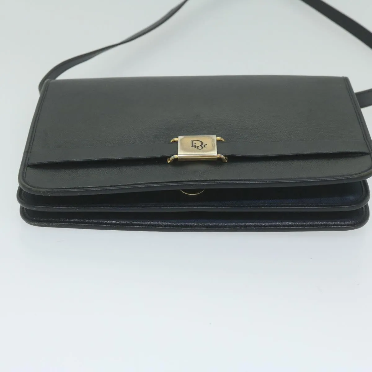 CHRISTIAN DIOR Honeycomb Canvas Shoulder Bag Black Auth bs10602
