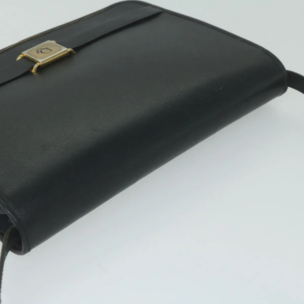 CHRISTIAN DIOR Honeycomb Canvas Shoulder Bag Black Auth bs10602