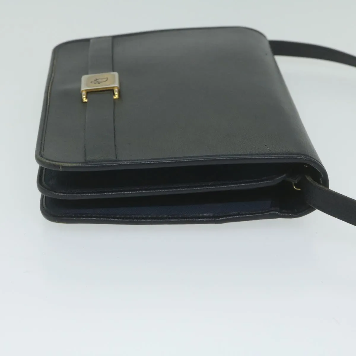 CHRISTIAN DIOR Honeycomb Canvas Shoulder Bag Black Auth bs10602