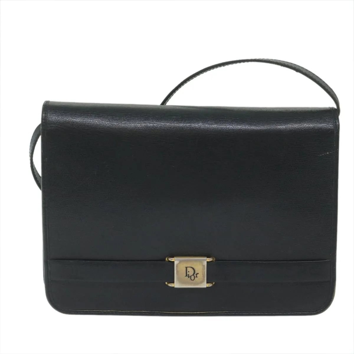 CHRISTIAN DIOR Honeycomb Canvas Shoulder Bag Black Auth bs10602