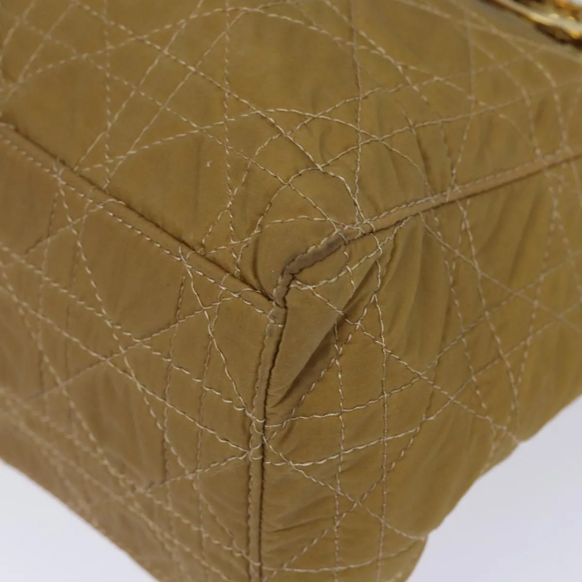 CHRISTIAN DIOR Lady Dior Canage Hand Bag Nylon 2way Beige Auth yk13576