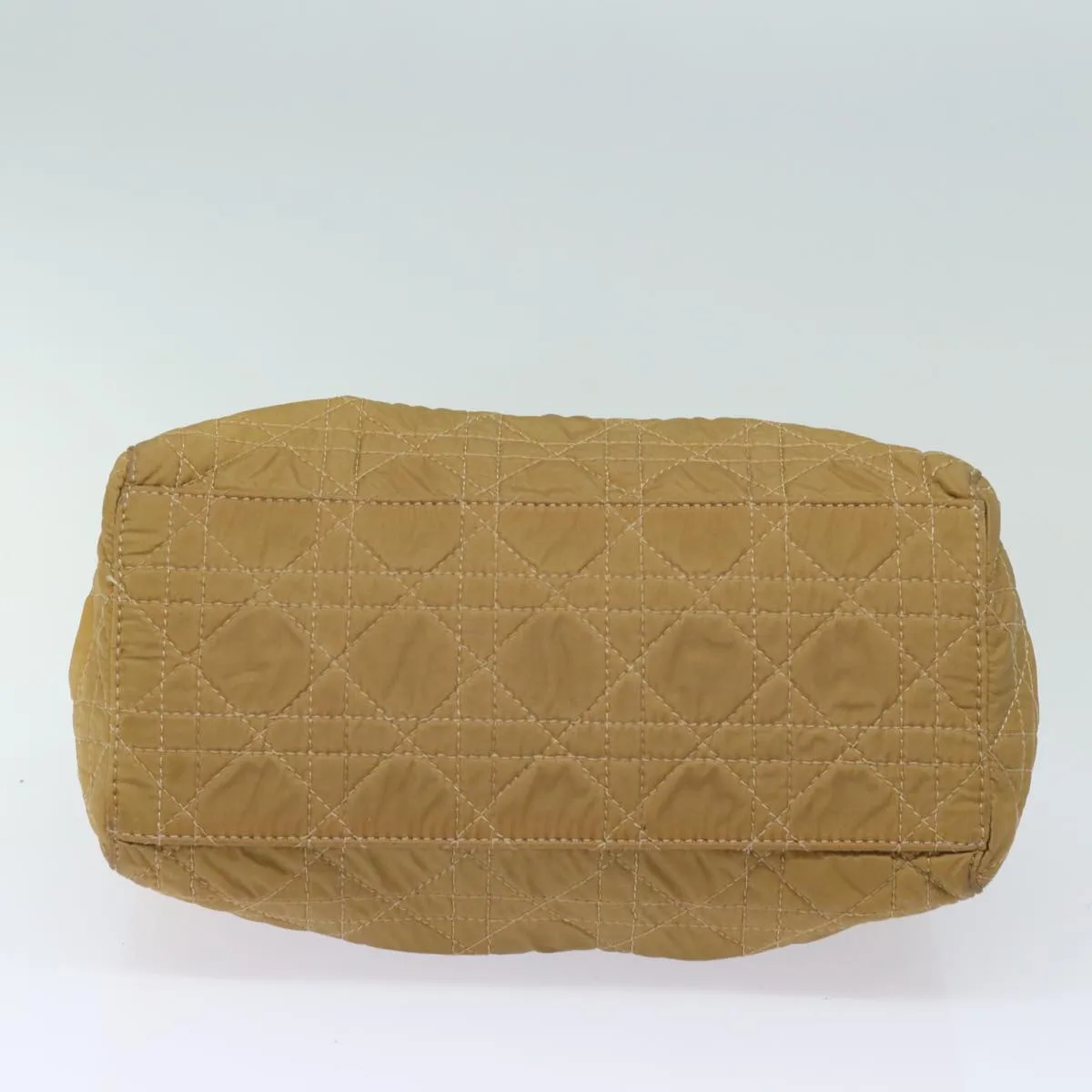 CHRISTIAN DIOR Lady Dior Canage Hand Bag Nylon 2way Beige Auth yk13576