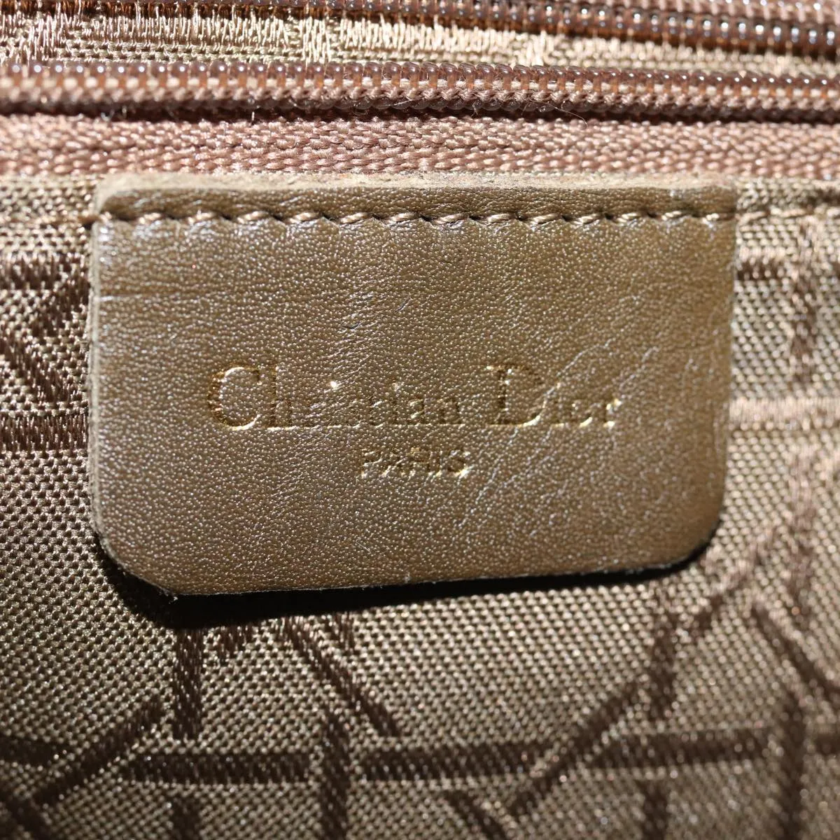CHRISTIAN DIOR Lady Dior Canage Hand Bag Nylon 2way Beige Auth yk13576
