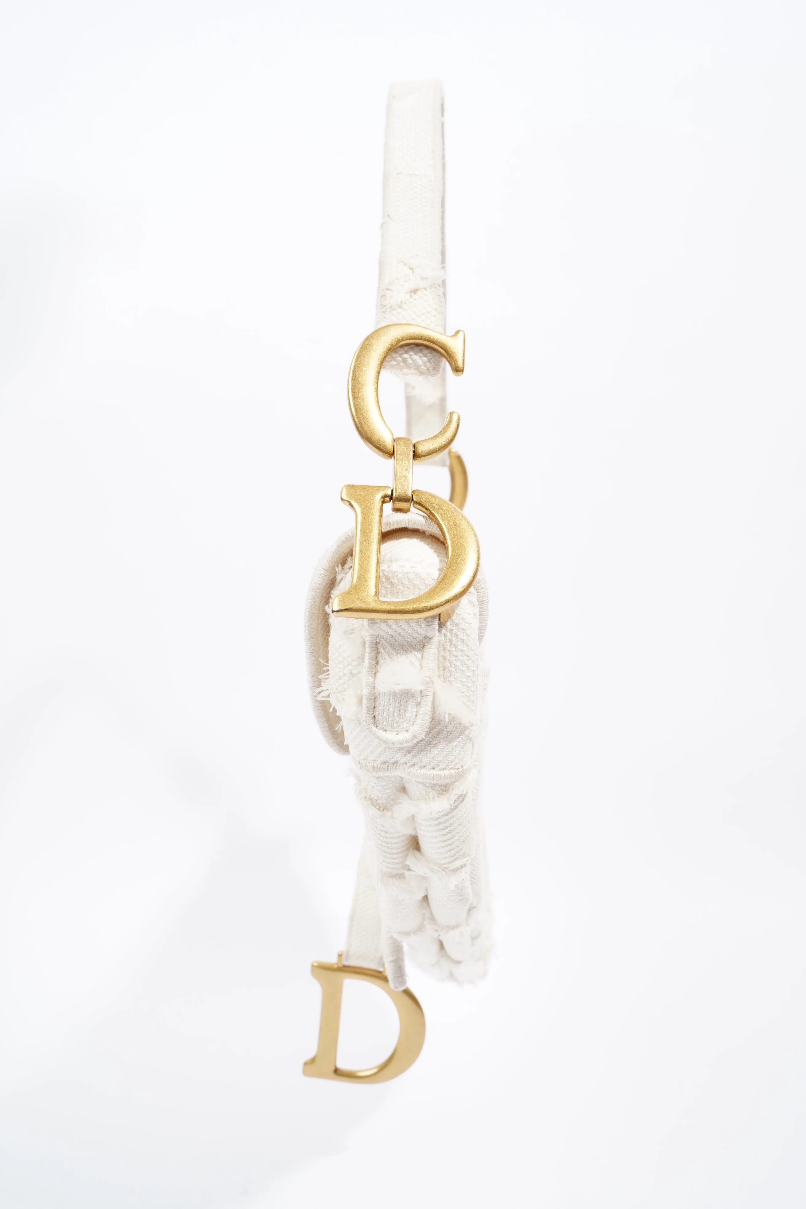 Christian Dior Saddle Bag White Canvas