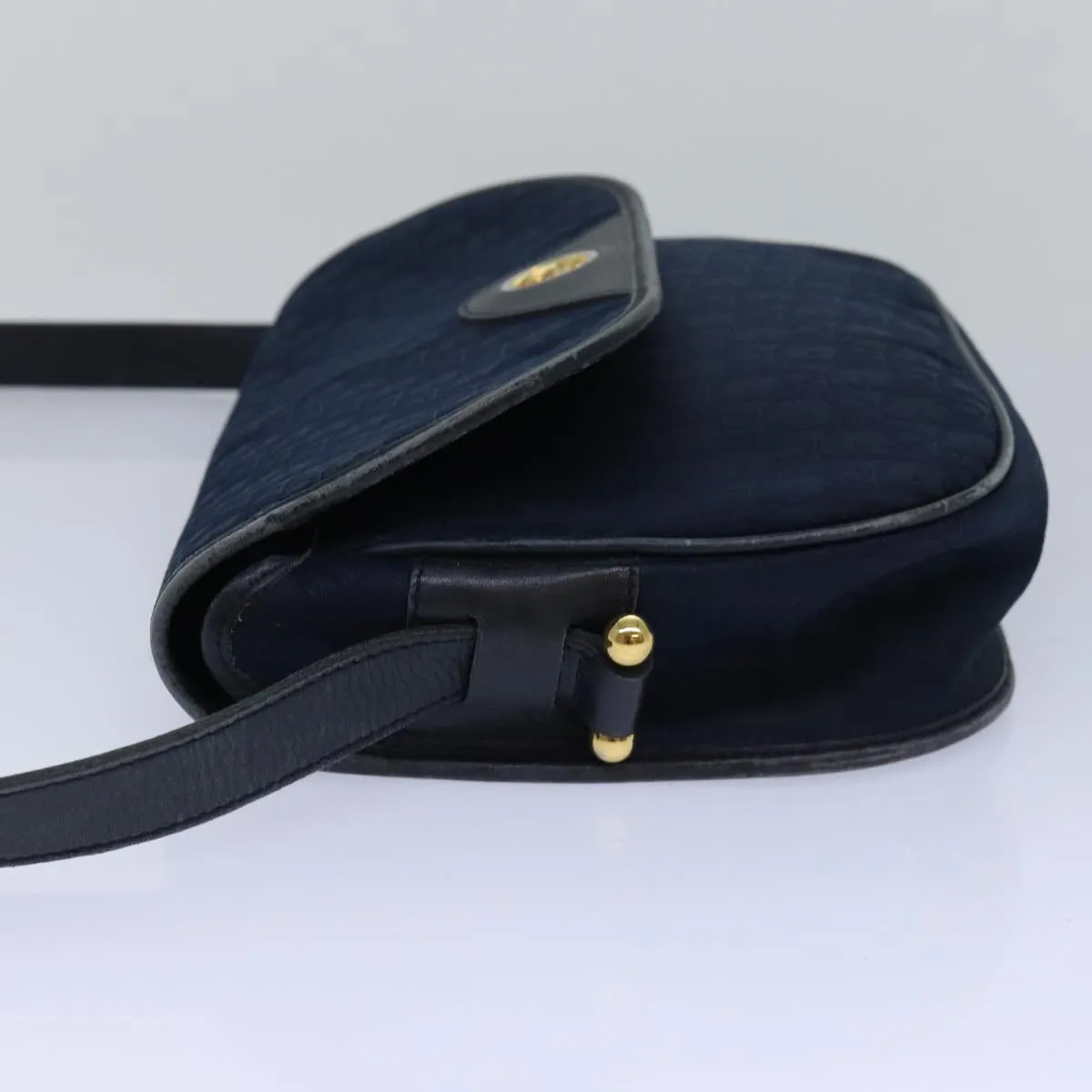 CHRISTIAN DIOR Trotter Canvas Shoulder Bag Navy Auth 81610