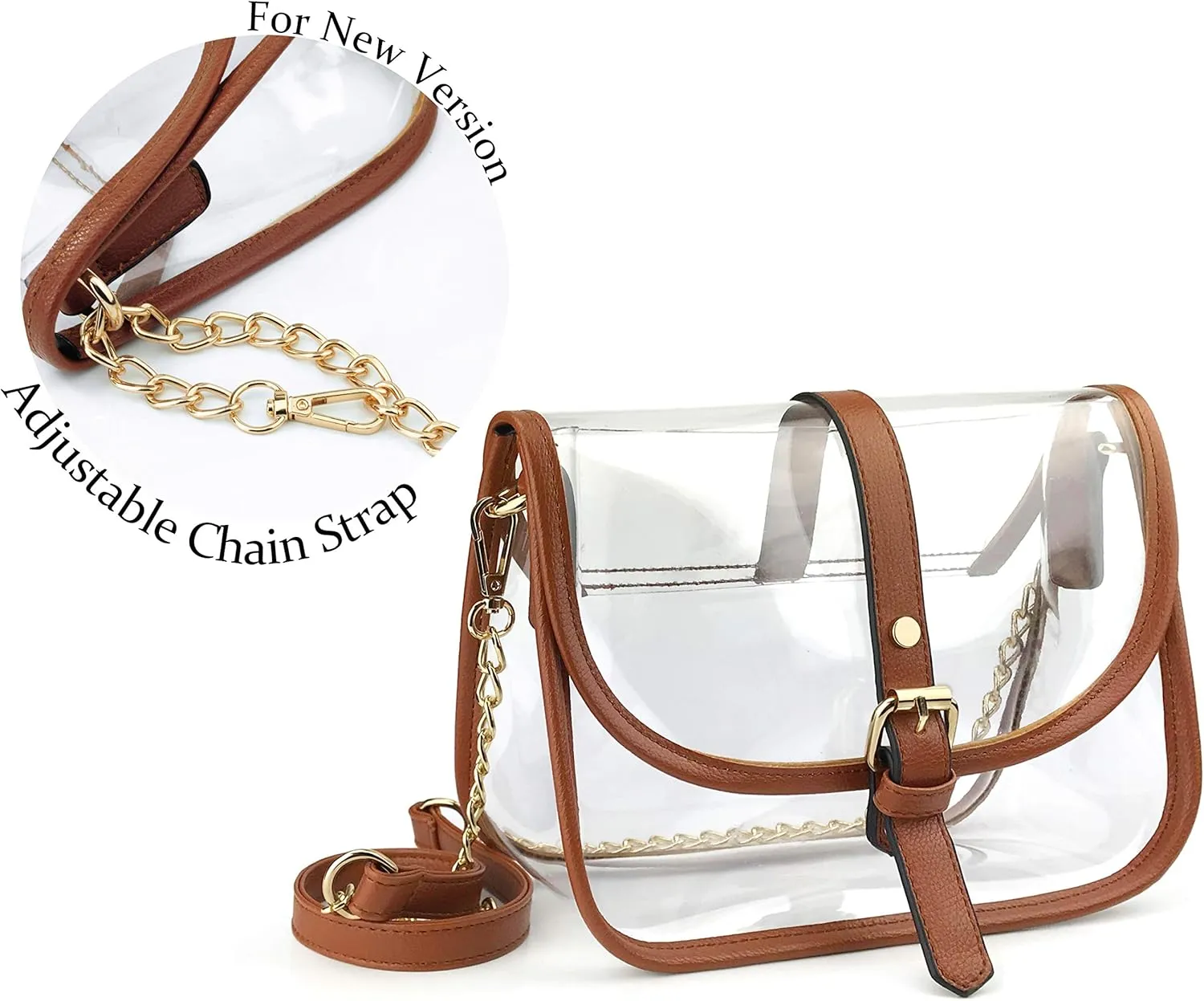 Clear Saddle Cross Body Bag Women Chain Shoulder Handbag Purse
