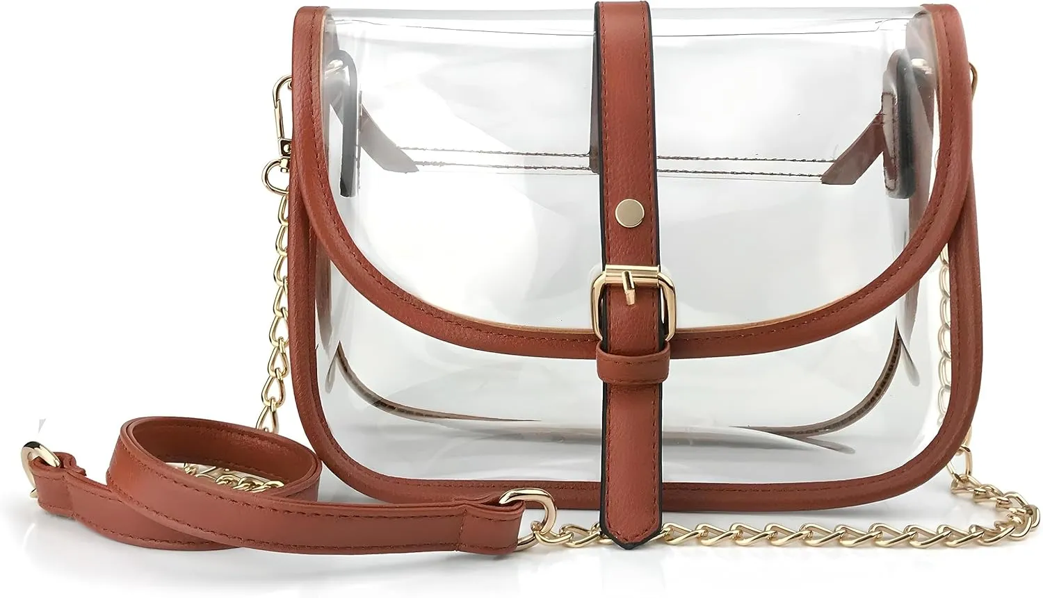 Clear Saddle Cross Body Bag Women Chain Shoulder Handbag Purse