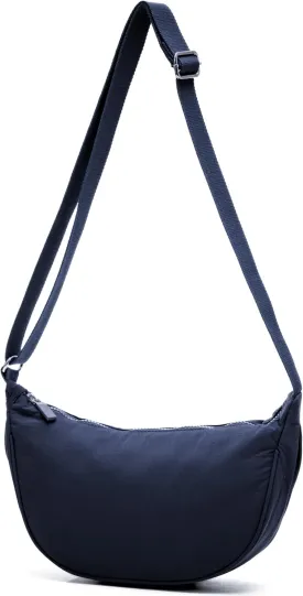Crescent Moon Shoulder Bag for Women  Lightweight Fabric Crossbody Hobo Sling with Zip Pocket  Sky