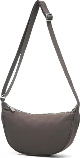 Crescent Moon Shoulder Bag for Women  Lightweight Fabric Crossbody Hobo Sling with Zip Pocket  Sky