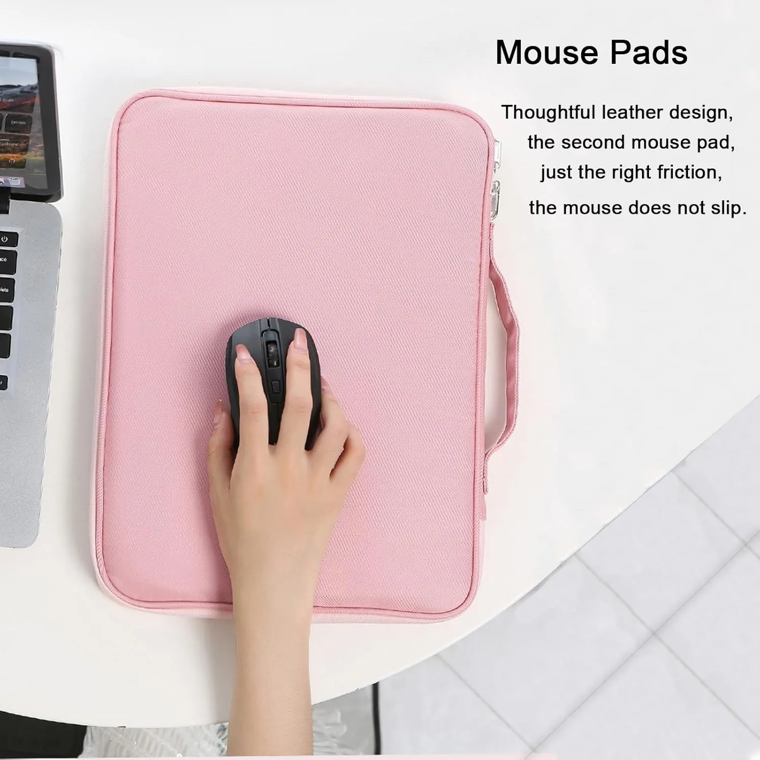 Crienten 12.9 Inch Tablet Sleeve Bag for Women Fits iPad Pro 12.9 M2 2022/2021/2020/2018/Pro 12.9 2017, Surface Laptop Go 12.4", Galaxy Tab S8  12.4", Waterproof Bag Carrying Case with Pocket (Pink)