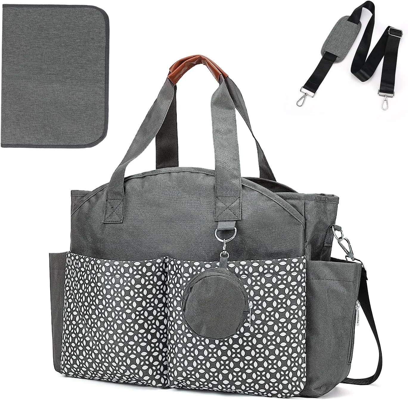 Diaper Bag Tote, Large Diaper Bag with Pacifier Case Travel Diaper Tote for Mom with Changing Station Multifunction
