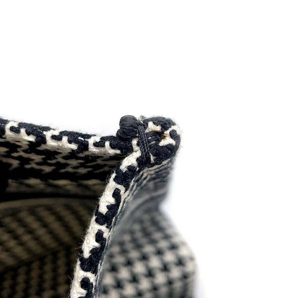 Dior Book Tote Houndstooth Pattern Black/White Canvas Size Small