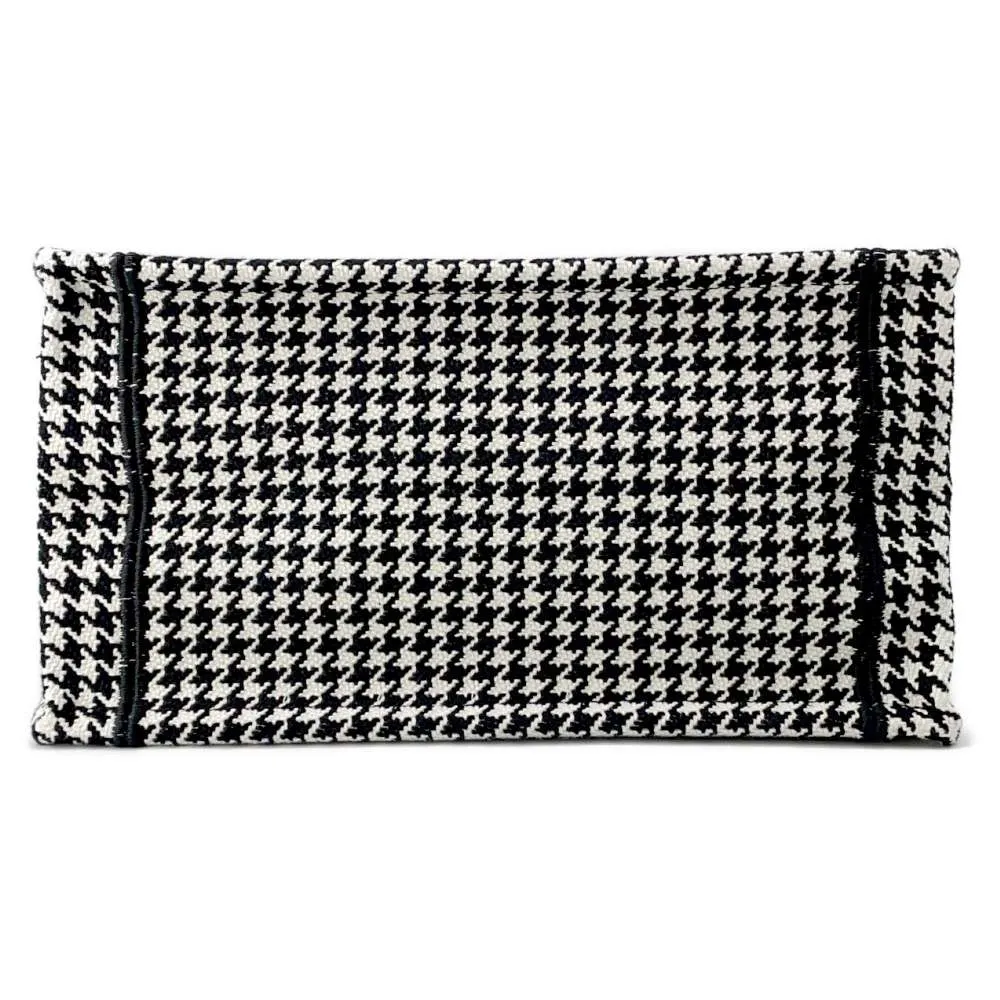 Dior Book Tote Houndstooth Pattern Black/White Canvas Size Small