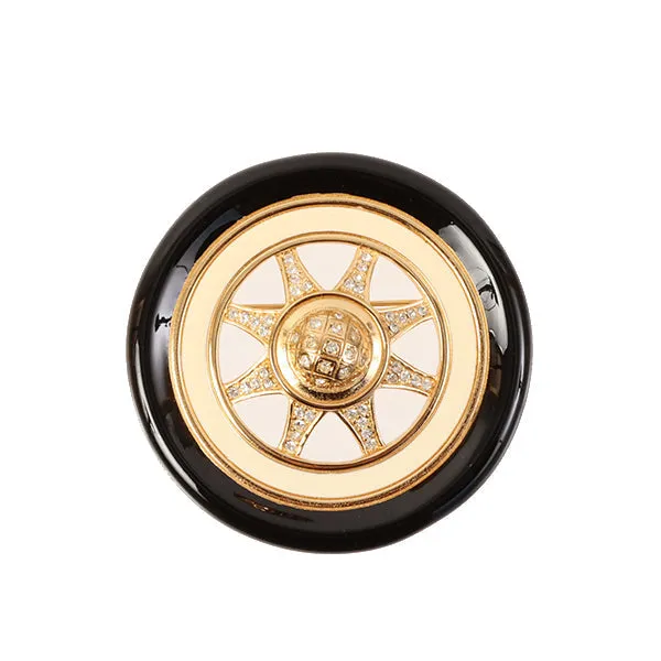 DIOR Rhinestone Circle Design Brooch Black