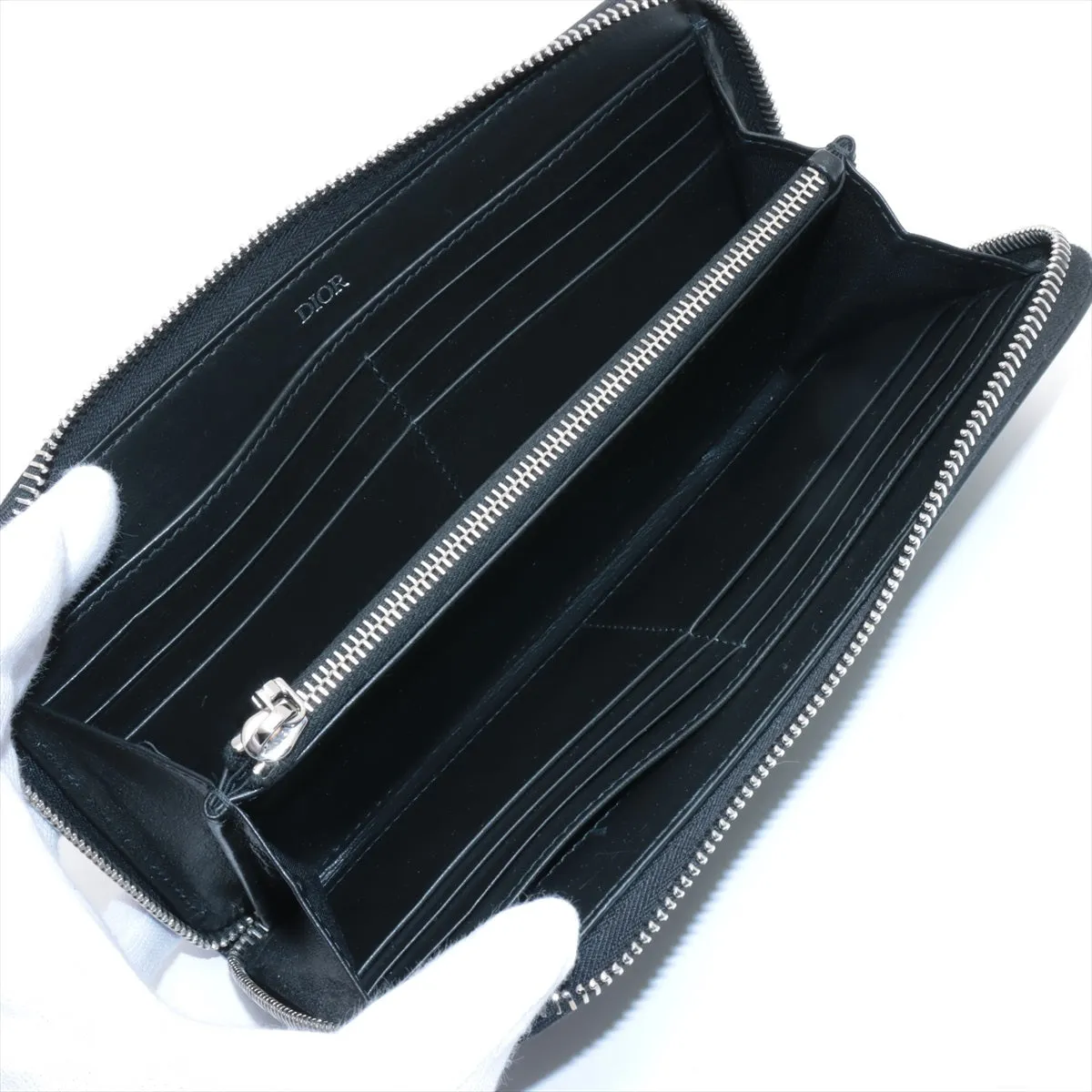 Dior  the Galaxy Leather Round  Wallet Black