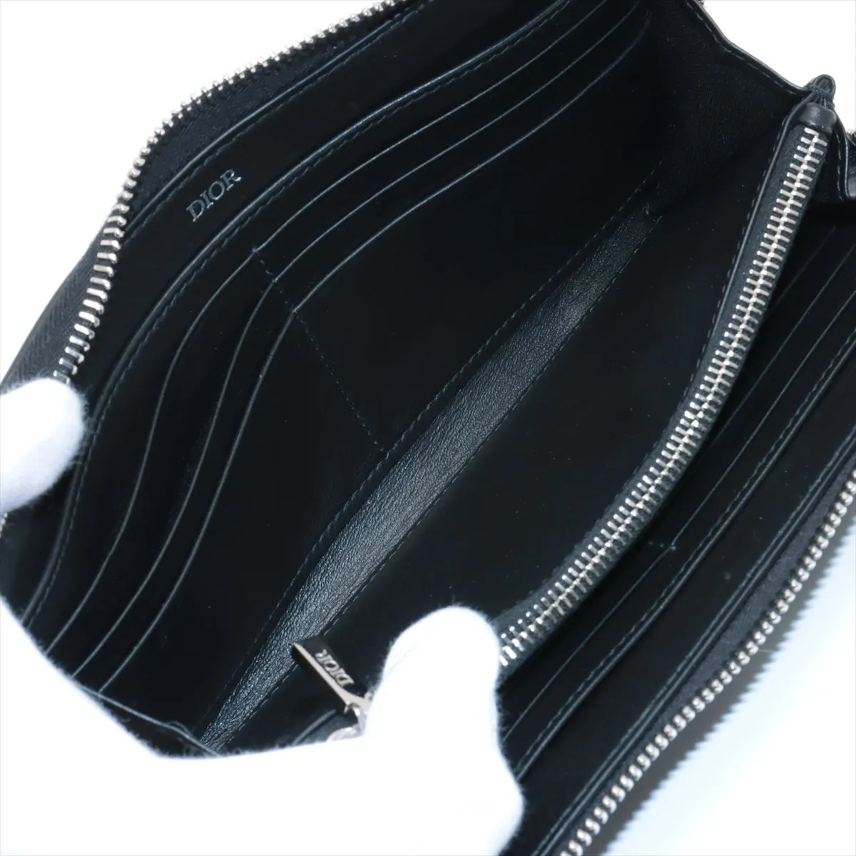 Dior  the Galaxy Leather Round  Wallet Black