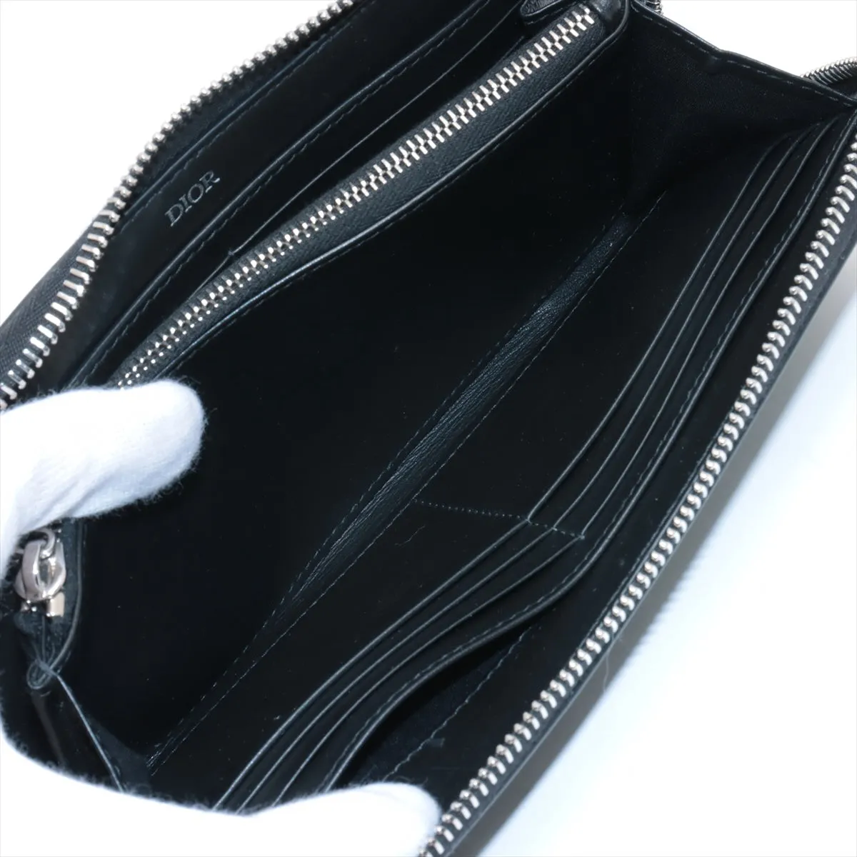 Dior  the Galaxy Leather Round  Wallet Black