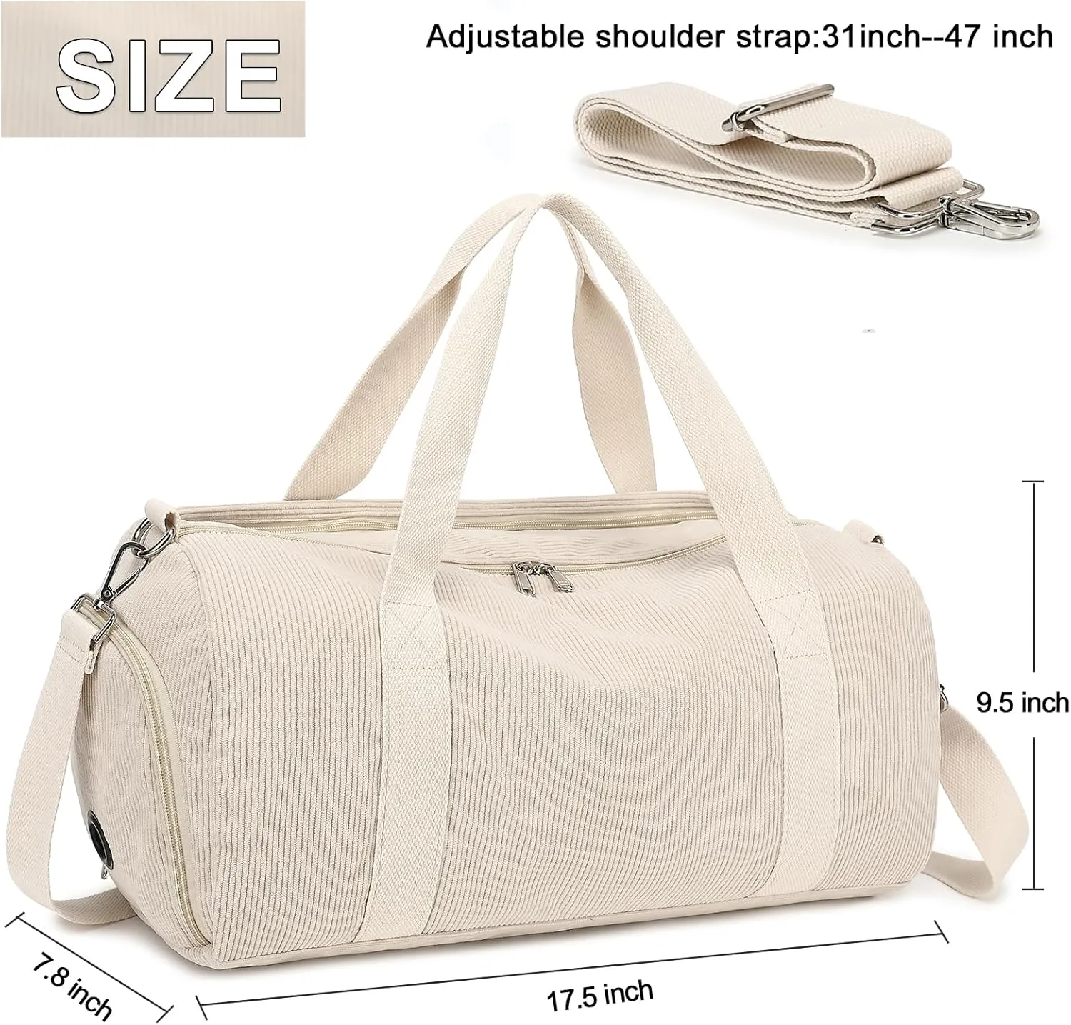 Duffle Bag for Gym Sports Women Girls Workout Travel Bag Weekender with Shoe Compartment and Wet Pocket
