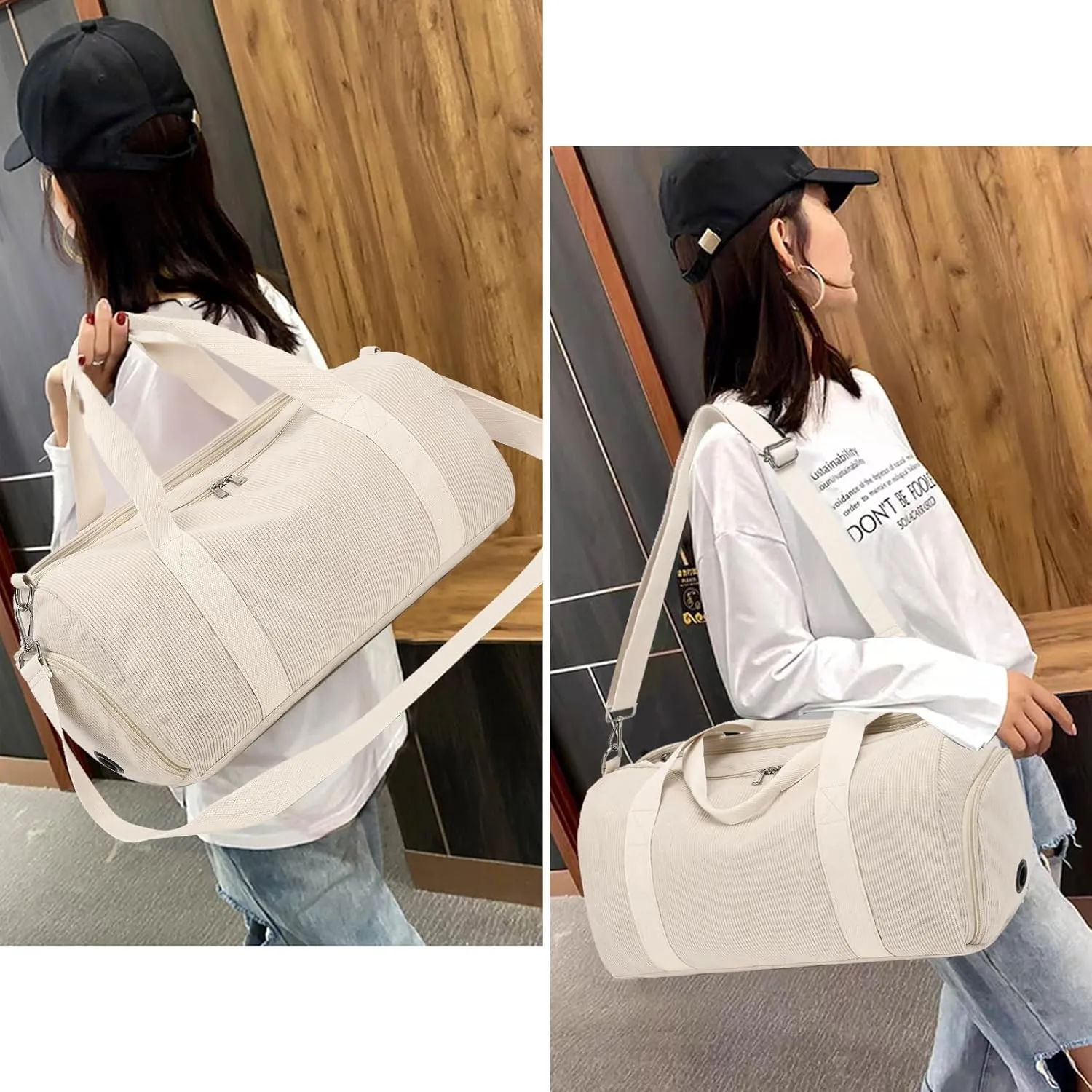 Duffle Bag for Gym Sports Women Girls Workout Travel Bag Weekender with Shoe Compartment and Wet Pocket