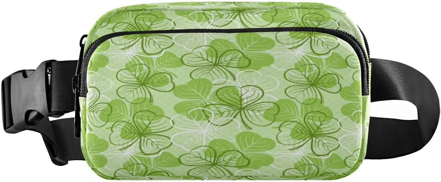 Fanny Packs for Women Men Patrick Day Three Leaf Clover Belt Bag Waist Pouch Packs Crossbody Bag Running Hiking Fanny Pack Gifts for Girls Boys