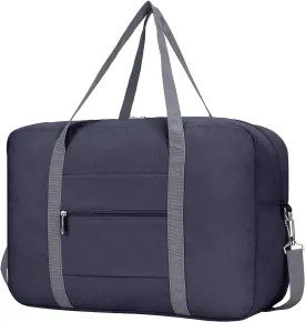 Foldable Airplane Cabin Bag Unisex Duffle Tote Bag with Shoulder Strap Lightweight Carry-on Bag With Trolley Strap (Deep Blue)