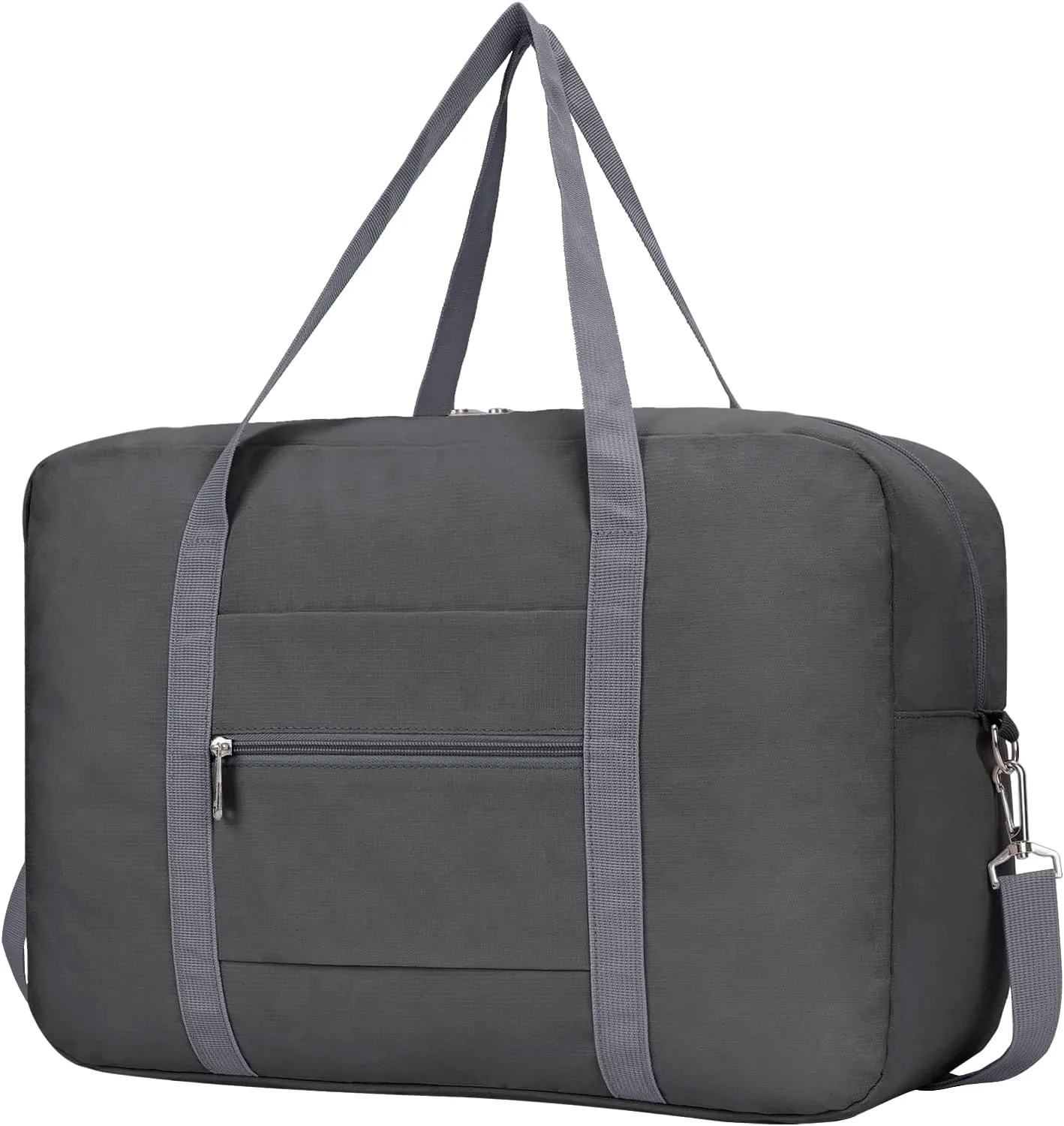 Foldable Airplane Cabin Bag Unisex Duffle Tote Bag with Shoulder Strap Lightweight Carry-on Bag With Trolley Strap (Grey)