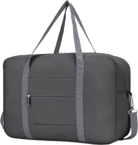 Foldable Airplane Cabin Bag Unisex Duffle Tote Bag with Shoulder Strap Lightweight Carry-on Bag With Trolley Strap (Grey)