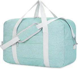 For United Airlines Foldable Carry on Bag 22x14x9 Travel Duffel Bag Packable luggage Duffle for Women and Men (Mint Green) 40L