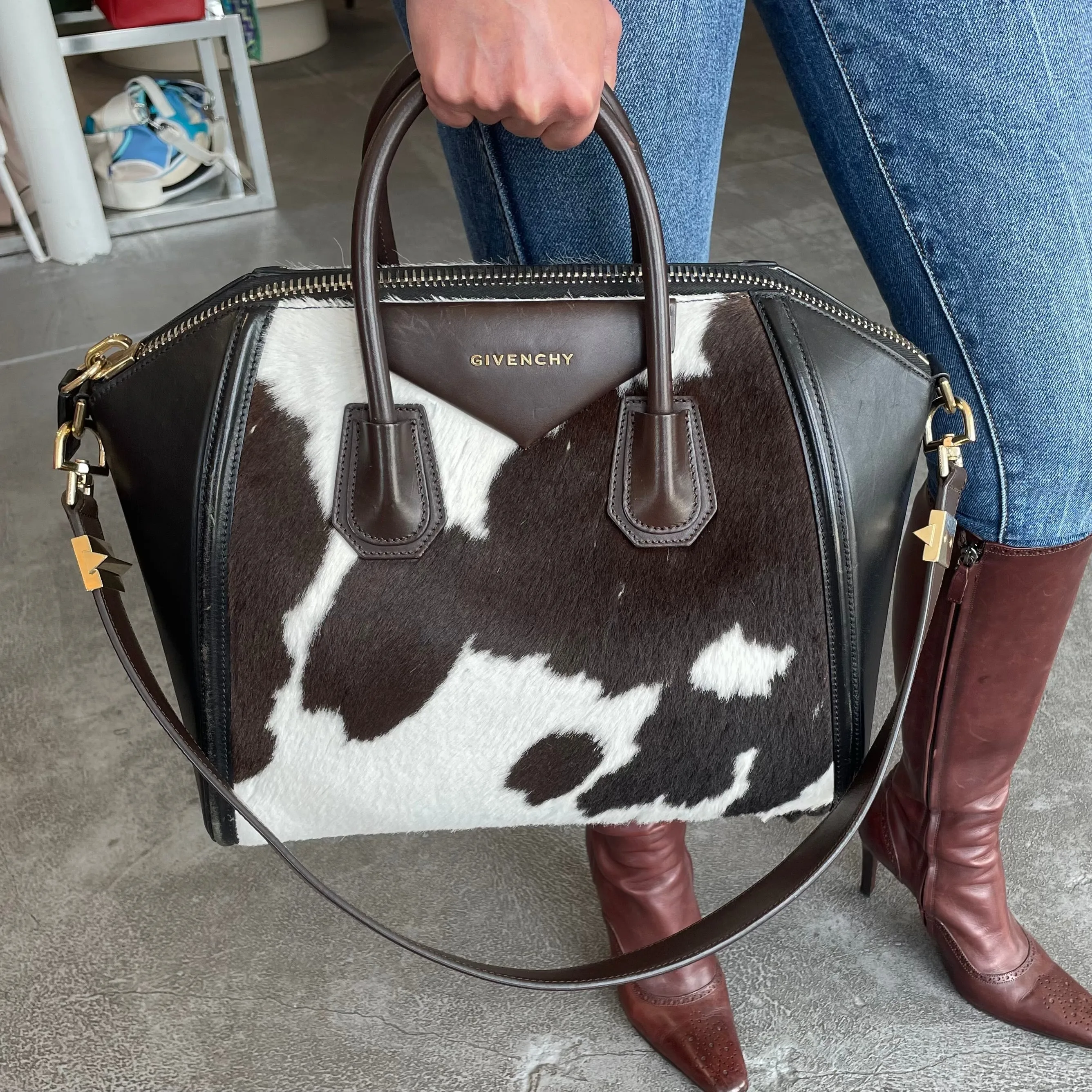 Givenchy Cow Print Ponyhair Medium Antigona