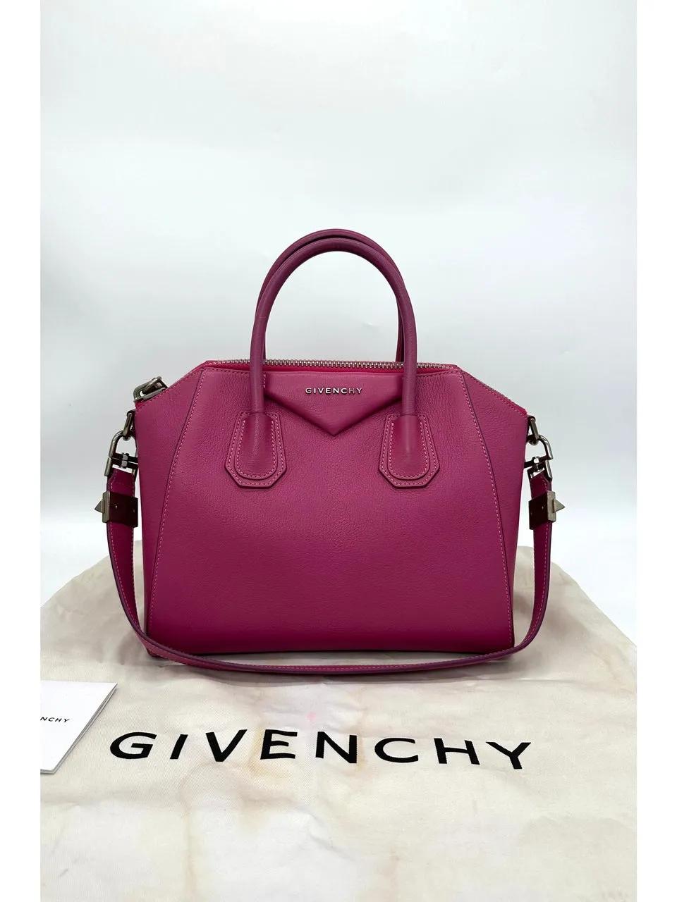 GIVENCHY Magenta Leather Small Antigona Satchel