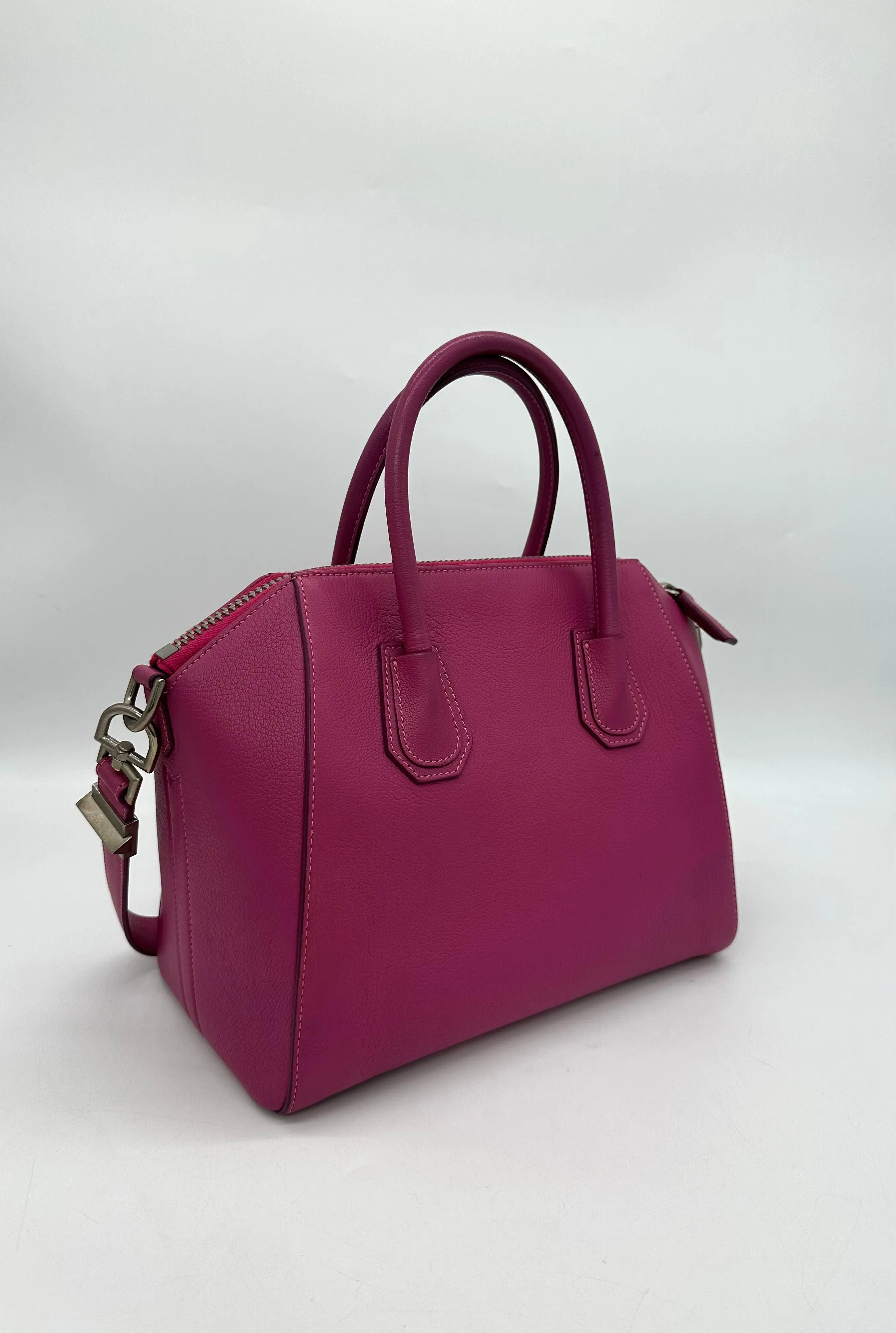 GIVENCHY Magenta Leather Small Antigona Satchel