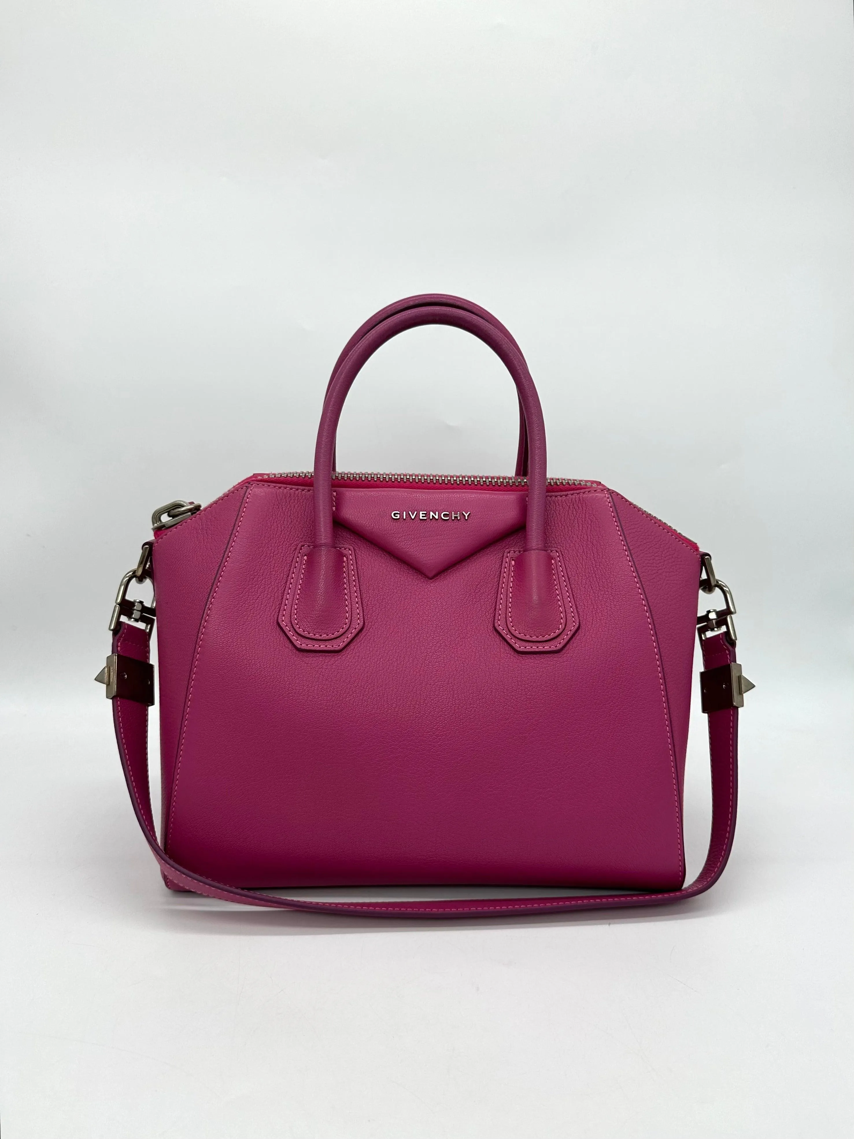 GIVENCHY Magenta Leather Small Antigona Satchel