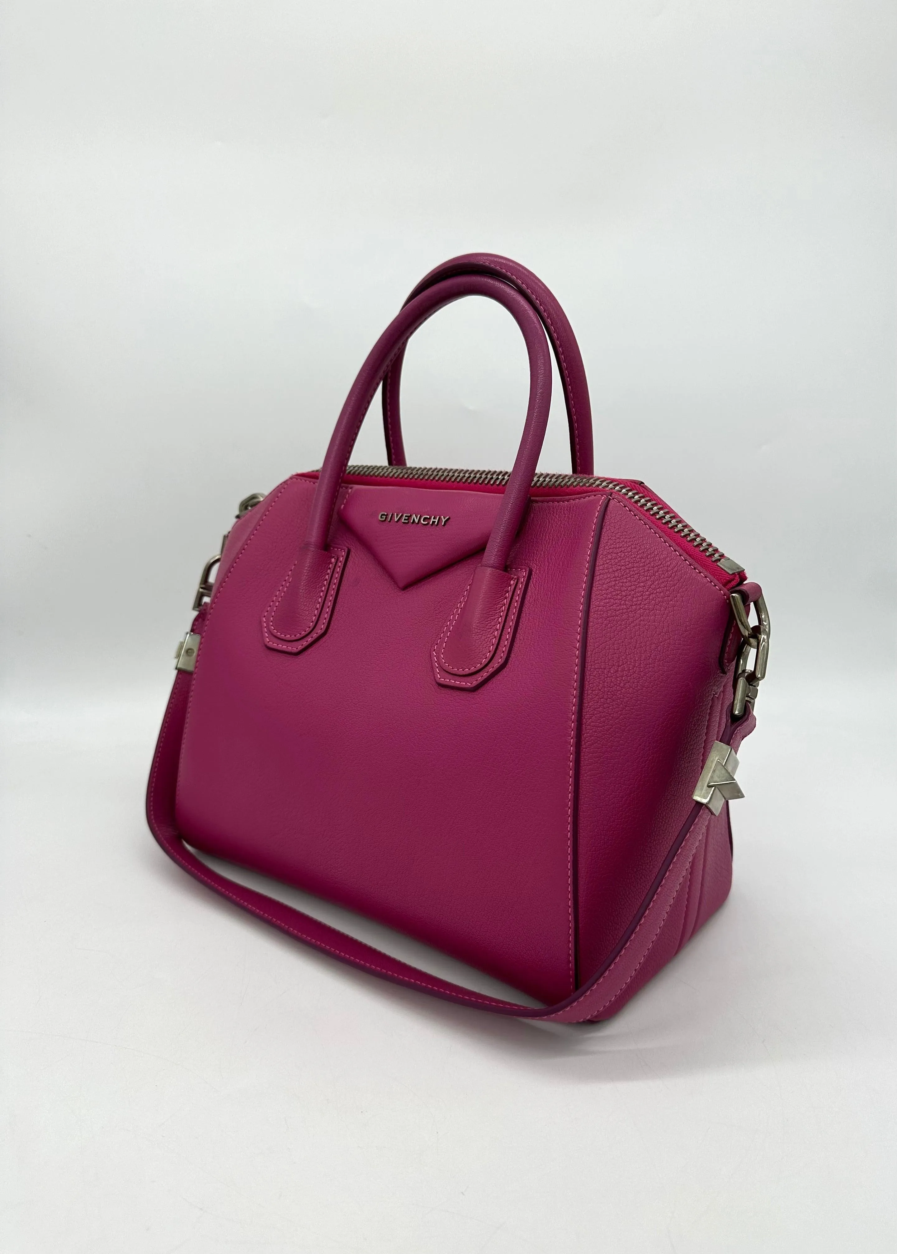 GIVENCHY Magenta Leather Small Antigona Satchel