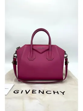 GIVENCHY Magenta Leather Small Antigona Satchel