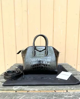 GIVENCHY Mini Antigona Croc Embossed Handle Crossbody Bag