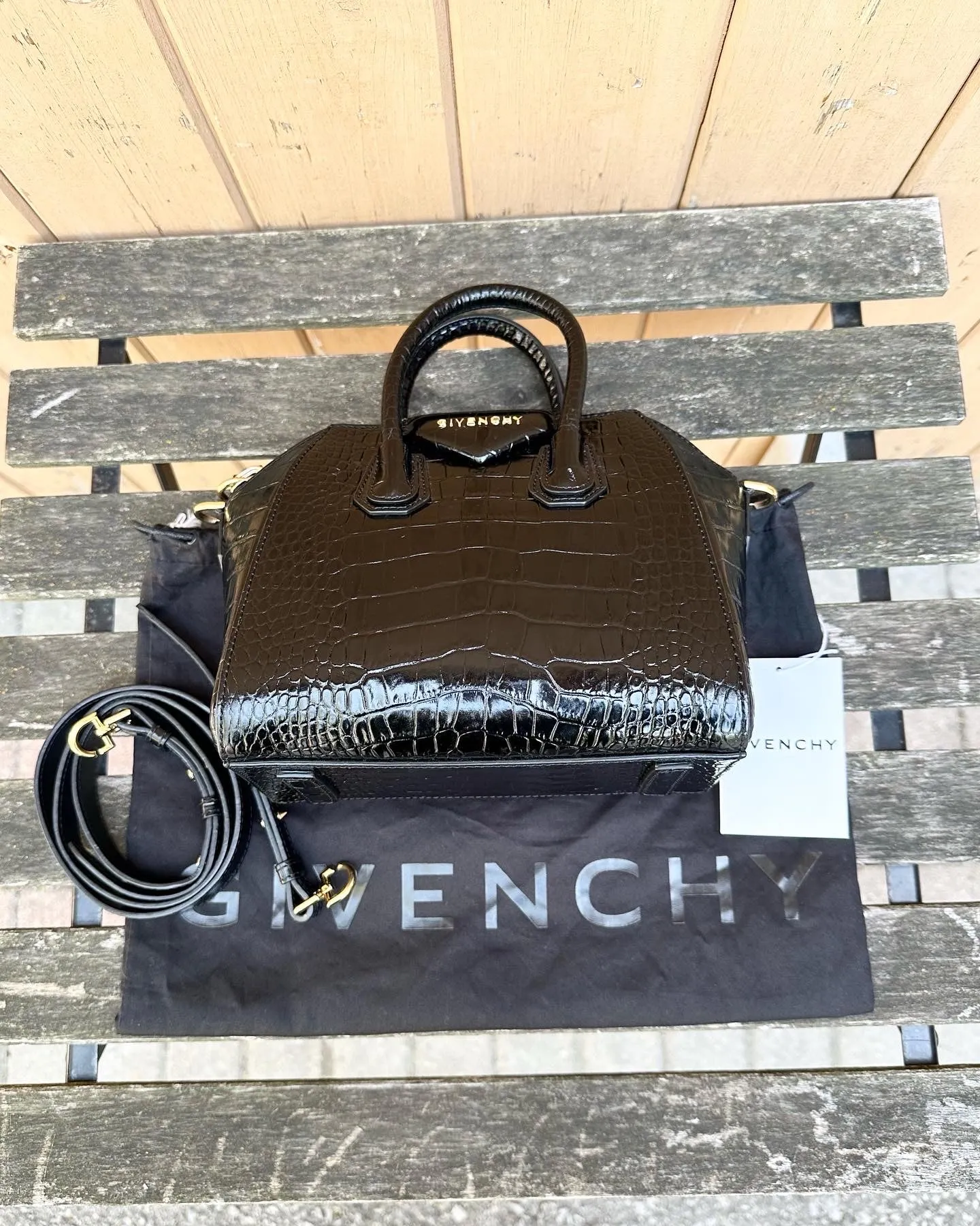 GIVENCHY Mini Antigona Croc Embossed Handle Crossbody Bag