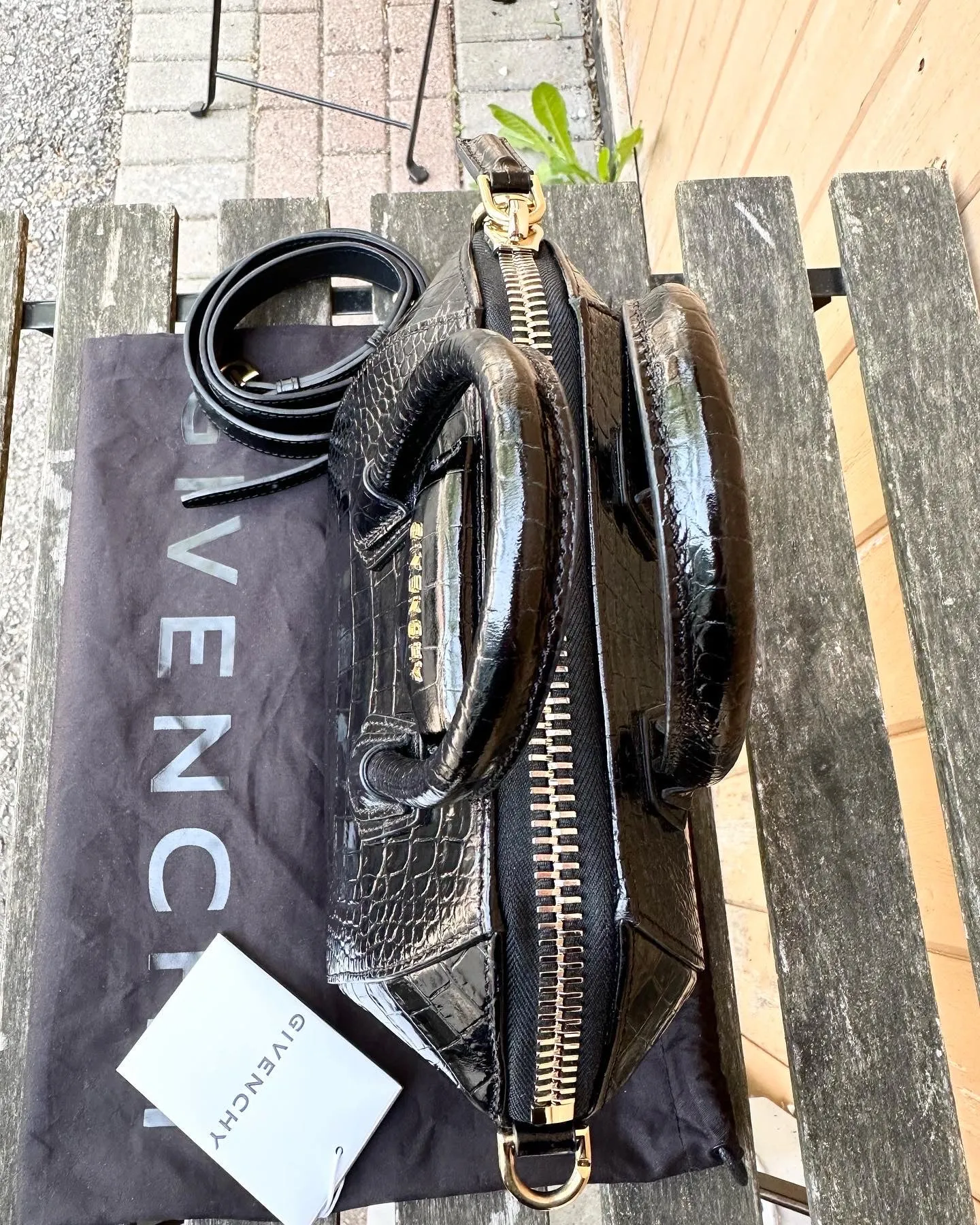 GIVENCHY Mini Antigona Croc Embossed Handle Crossbody Bag