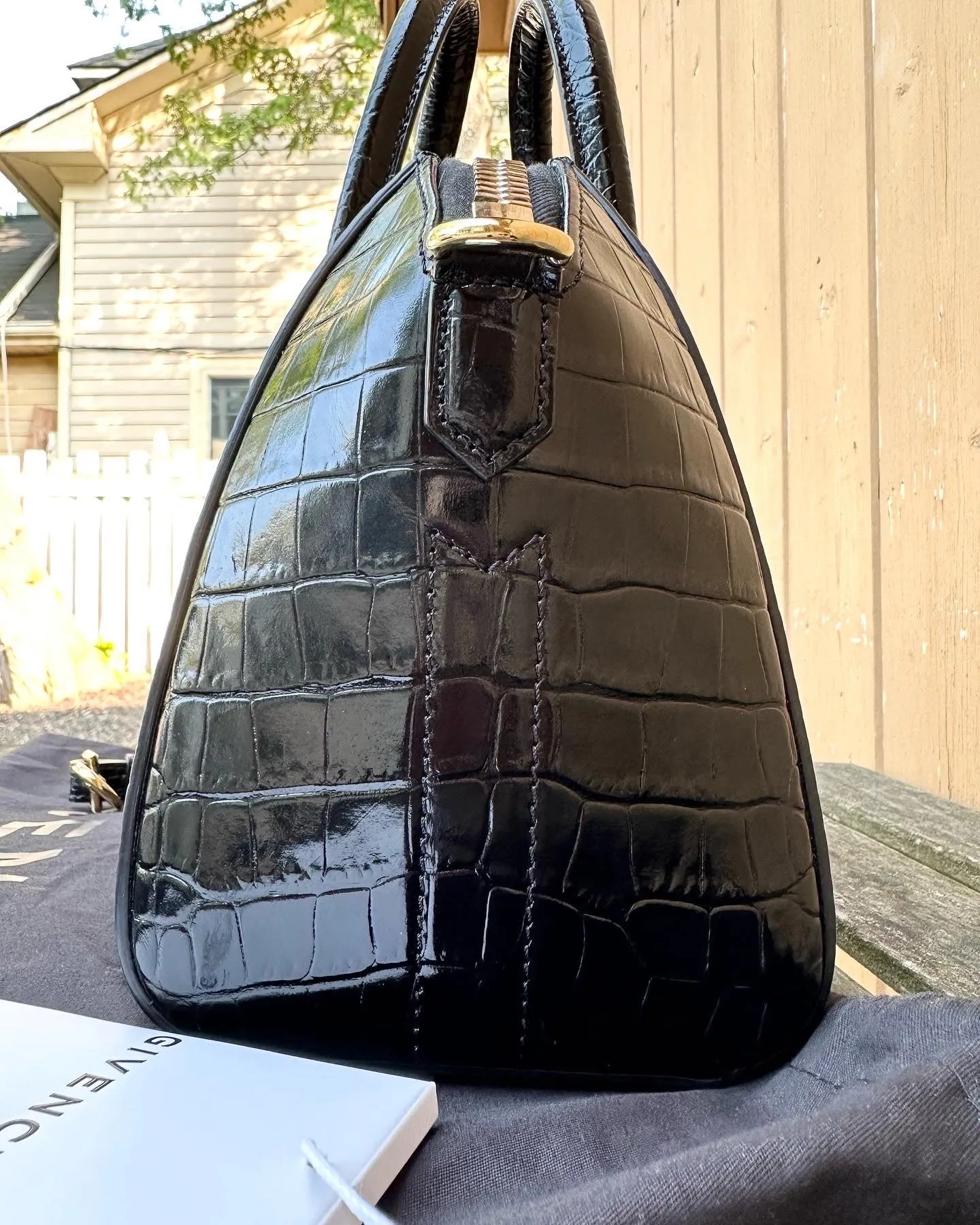 GIVENCHY Mini Antigona Croc Embossed Handle Crossbody Bag