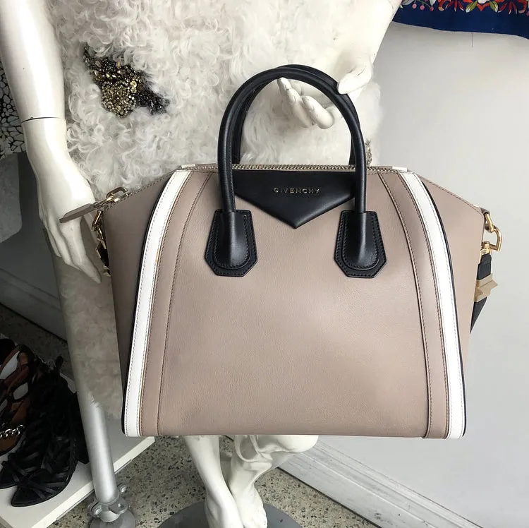 Givenchy Tricolor Antigona Large Bag - black, taupe, white