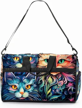 Gym Bag for Women, Carry on Weekender Overnight Bag, Travel Duffel Bags, Personal Item Travel Bag Tote Bag Workout Dance Bag, Cat - 24