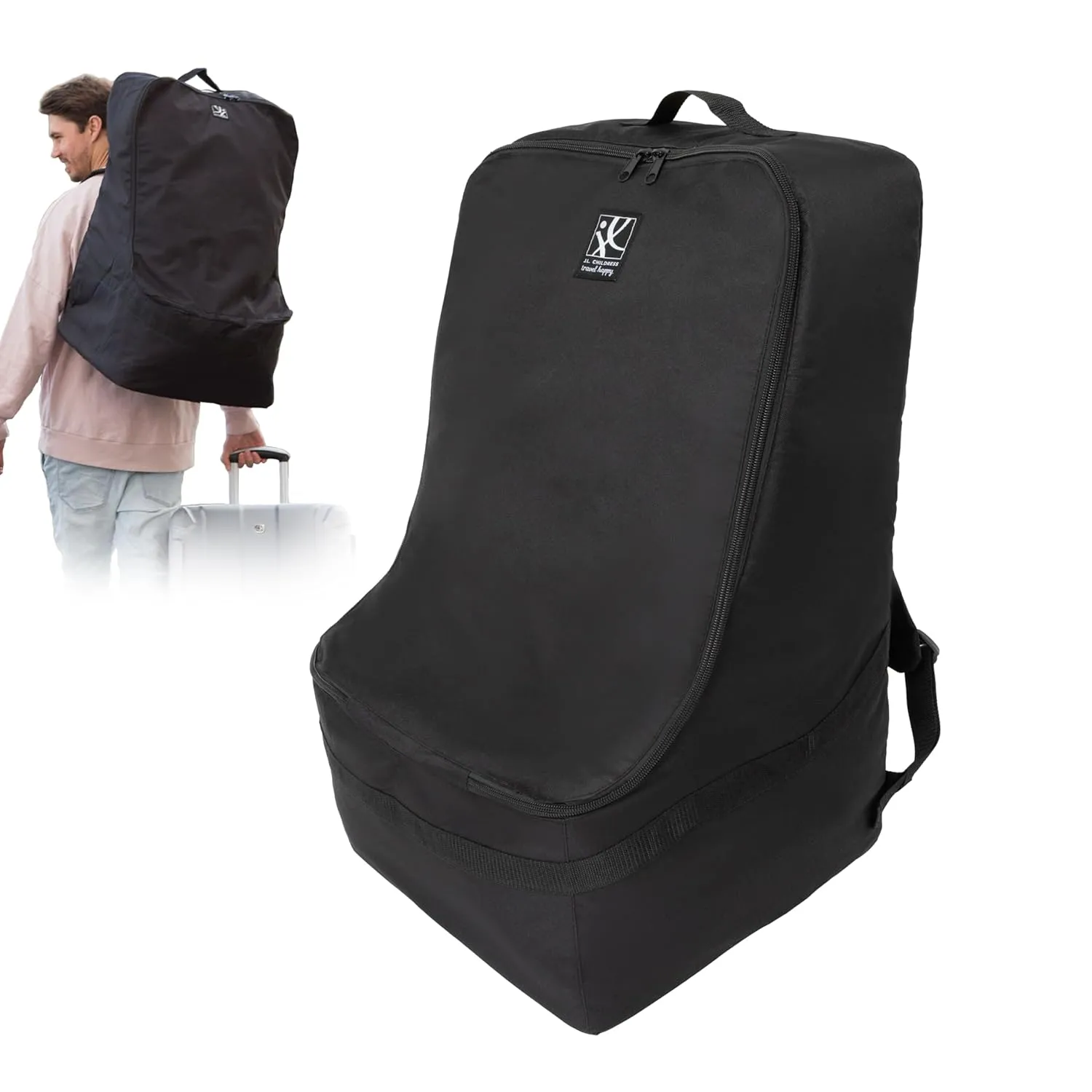 J.L. Childress Ultimate Backpack Car Seat Travel Bag  Fully Padded - Heavy Duty Car Seat Backpack- Airplane Travel Bag for Baby Car Seats - Fits All Car Seats, Infant Carriers & Booster Seats - Black
