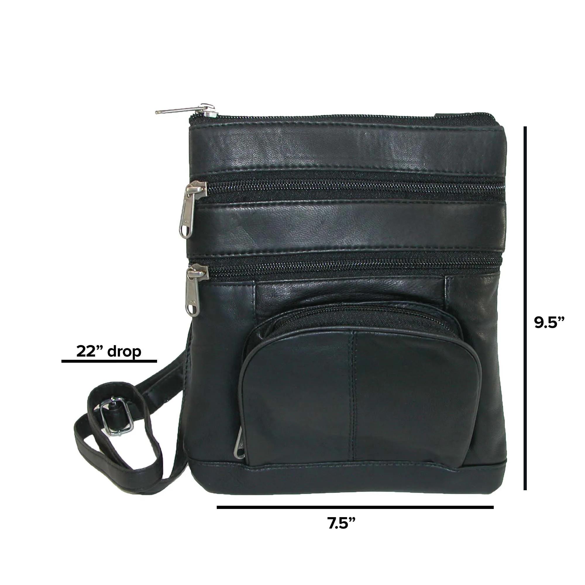Leather Impressions Women's Multi Pocket Organizer Crossbody Handbag
