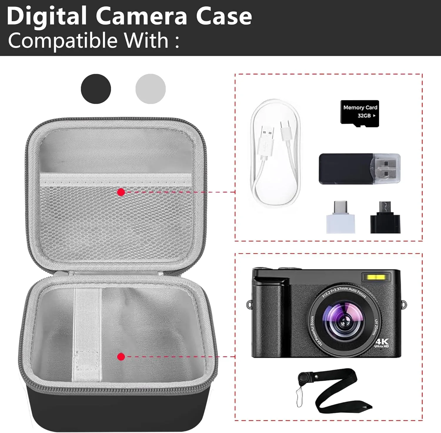 Leayjeen Digital Camera Case Compatible with Canon PowerShot G7 X Mark II/ G7X Mark III 4K Digital Camera, Suitability DuluvulV/JIANGER 48MP Vlogging Camera(Black)(Case Only)