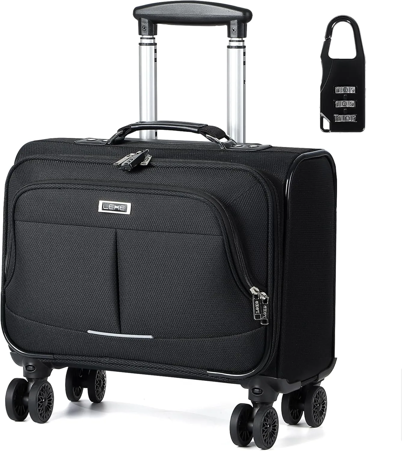 Lekebobor Rolling Laptop Bag Rolling Laptop Briefcase on Wheels for Women Fits Up to 15.6Inch computer Bags Water Resistant for Work Travel and Business, Black