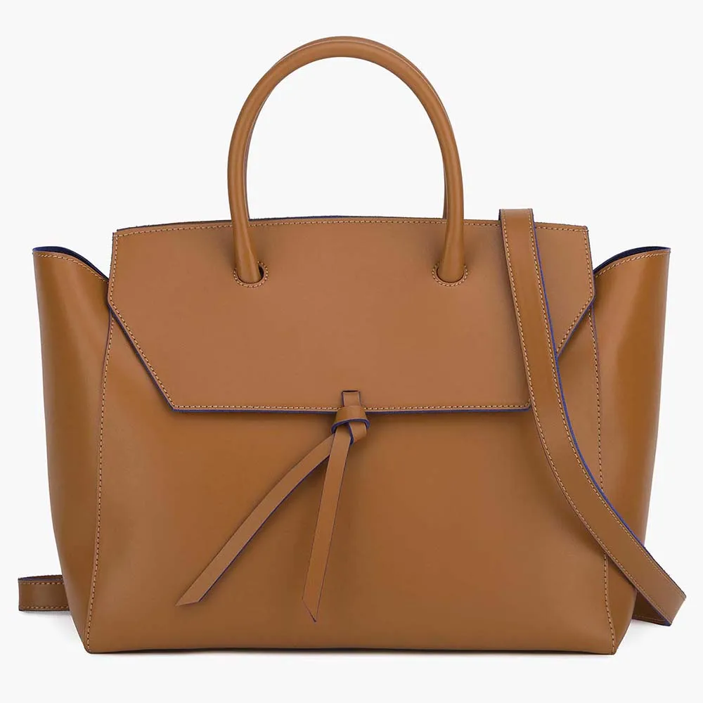 Loren Large Leather Tote Bag - Cognac