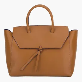Loren Large Leather Tote Bag - Cognac