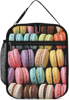 Lunch Bag for Women Men Macaron Biscuit Flavored Pastries Lunch Box for Adults Insulated Lunchbox Leakproof Cooler Bags Reusable Lunch Tote Bag Lunch Containers for Work Picnic Beach