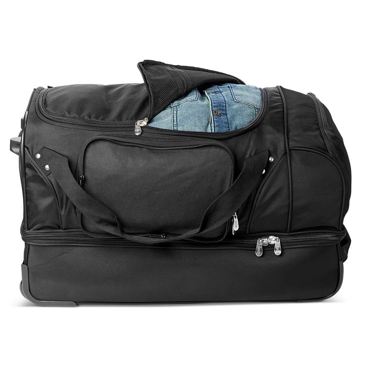 New Jersey Devils 27" Black Rolling Drop Bottom Duffel